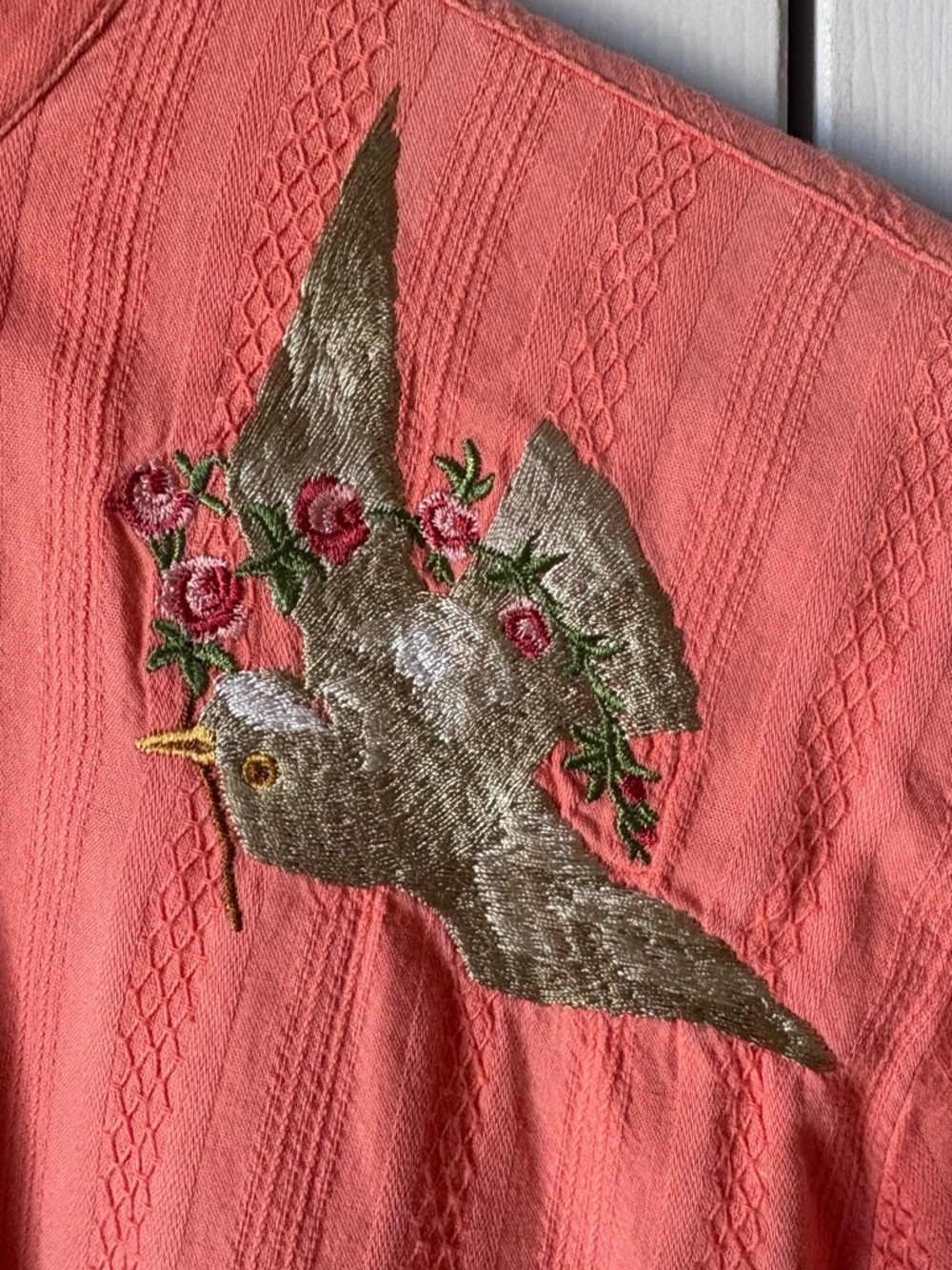 3J Workshop Johnny Was |  Floral embroidered button down. Feminine Unique Boho - Picture 2 of 9